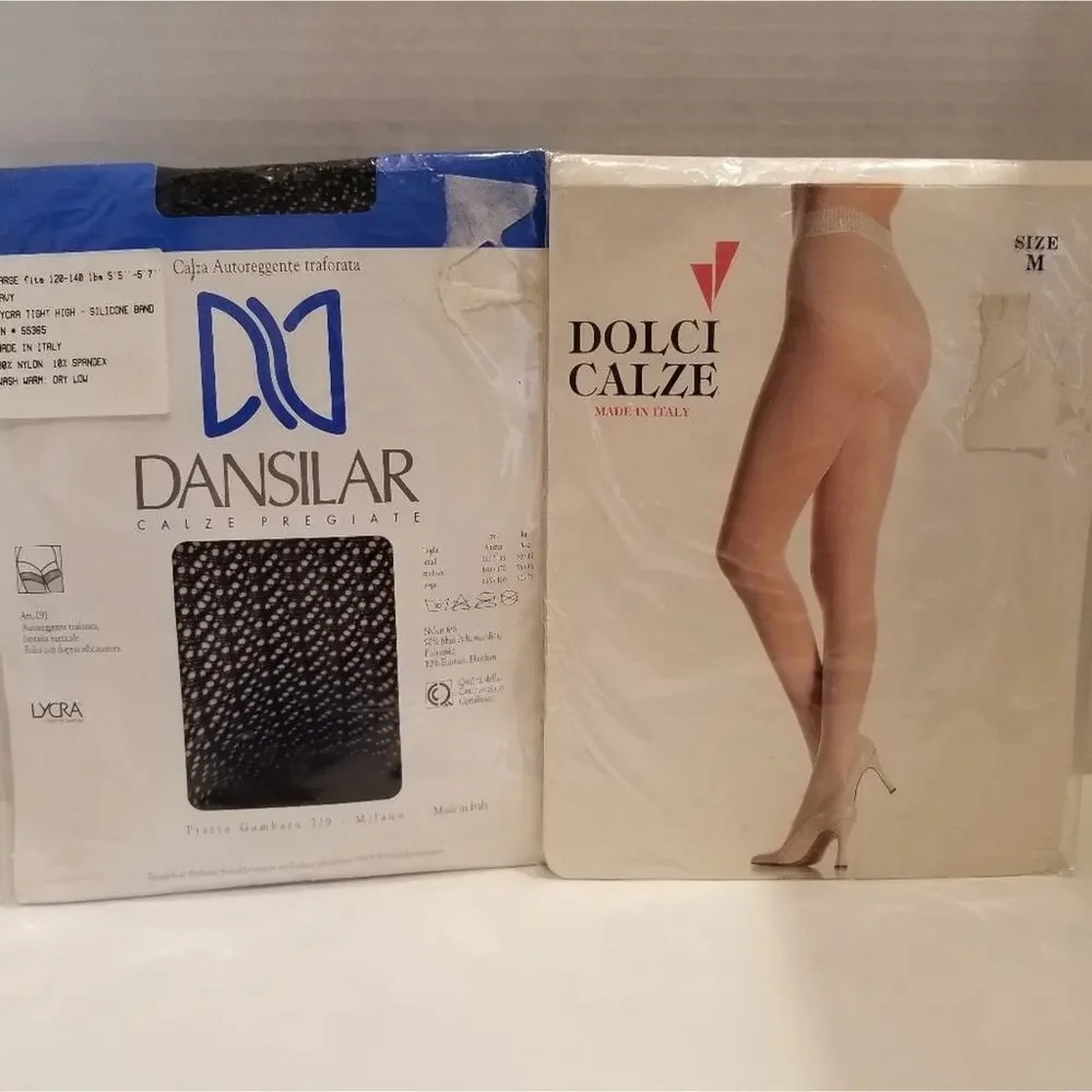 Italian NEW Vintage 90's Stockings & Thigh Highs in Packages Size L Size M